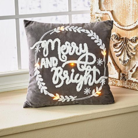 Embroidered LED Christmas Pillows
