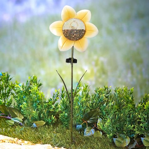 Metal Butterfly and Flower Birdfeeder with Solar Stake - Flower