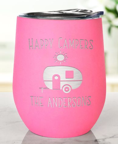 Personalized Happy Campers Wine Tumblers