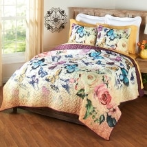 Butterfly Quilted Bedding Ensemble