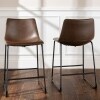 Sets of 2  Industrial Faux Leather Counter Stools
