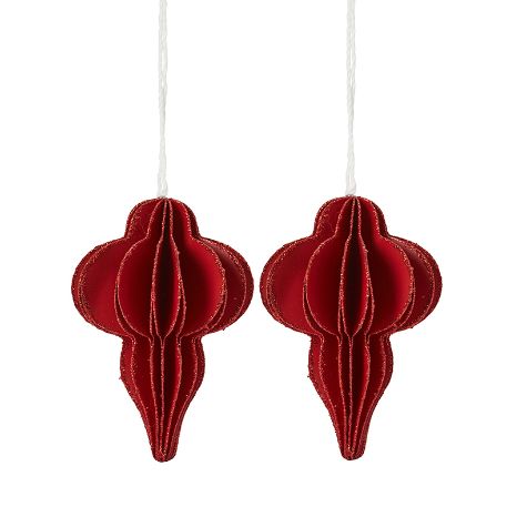 Sets of 2 Paper Shape Ornaments - Red Finial