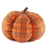 Decorative Harvest Plush Pumpkins - Orange Plaid Large