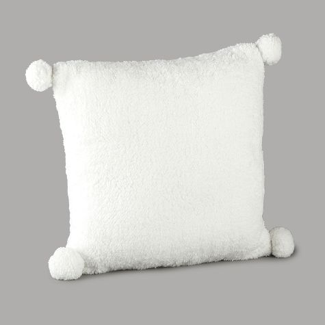 Pom-Pom Sherpa Throw Pillows - Ivory
