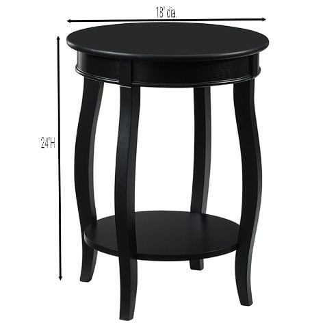 Round Table with Shelf - Black