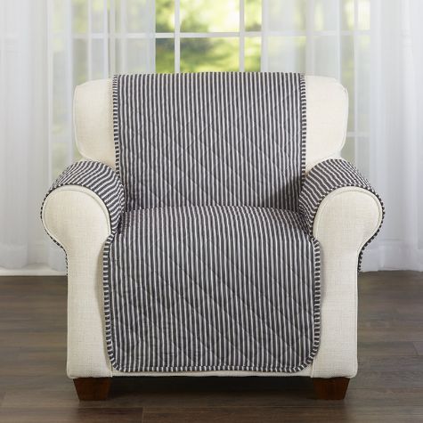 Ticking Stripe Furniture Covers - Gray Chair