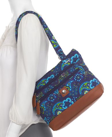 Stone Mountain Quilted Tote Bags - Gray Paisley