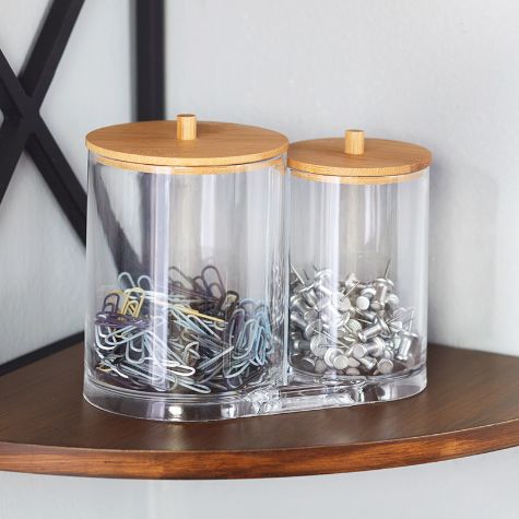Acrylic Bamboo Lidded Storage Containers