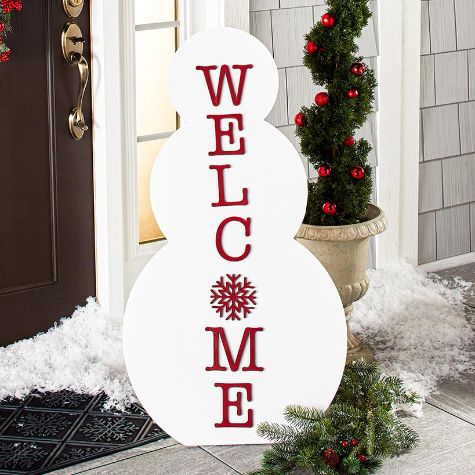Outdoor Welcome Snowman Porch Leaner