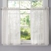 Textured Linen Blend Curtain Ensemble - White 36" Tier Pair