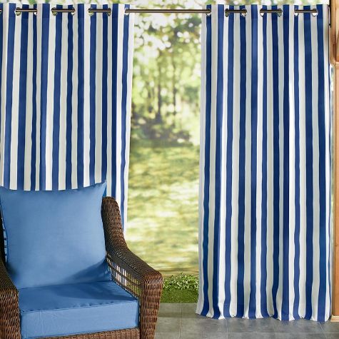 Outdoor Cabana Stripe or Solid Curtain