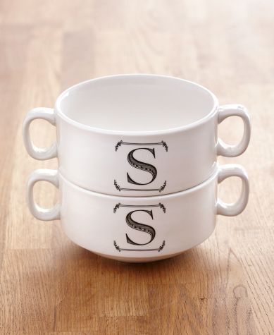 Sets of 2 Monogram Soup Bowls