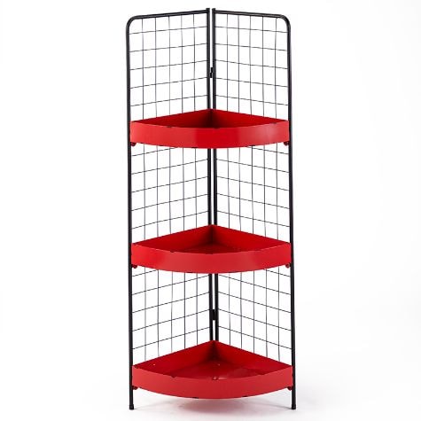 3-Tier Metal Corner Shelves - Red
