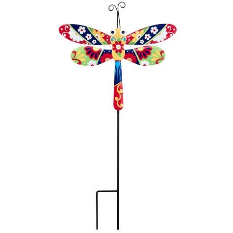 Colorful Talavera-Inspired Garden Stakes - Dragonfly