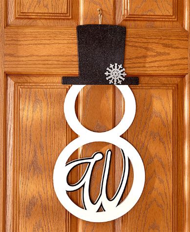 Monogram Snowman Door Hangers - W
