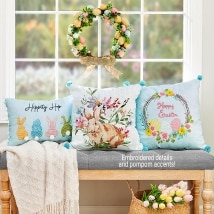 Embroidered Easter Accent Pillow