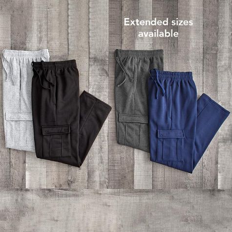Men's Sets of 2 Cargo Pocket Fleece Pants