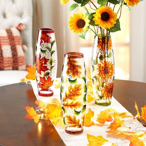 Lighted Handpainted Glass Vases