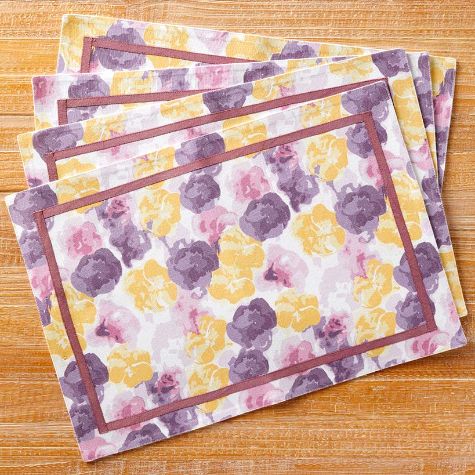 Painted Floral Set of 4 Placemats or Runner - Set of 4 Placemats