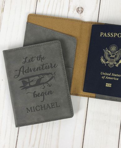 Personalized Passport Holders - Gray Adventure