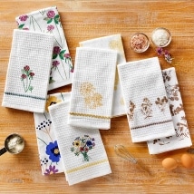 Setst of 2 Floral Waffle Weave Kitchen Towels