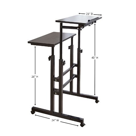 2-Tier Adjustable Height Rolling Desks