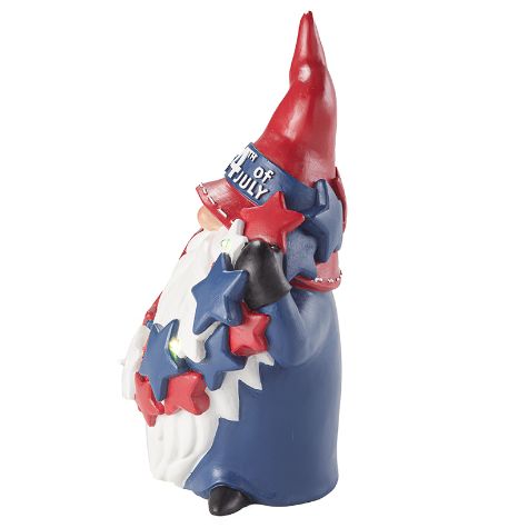 Lighted Color-Changing Americana Gnome