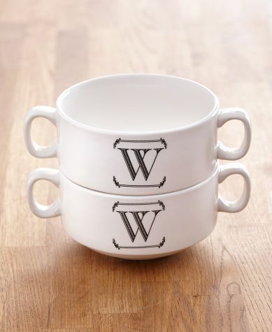 Sets of 2 Monogram Soup Bowls