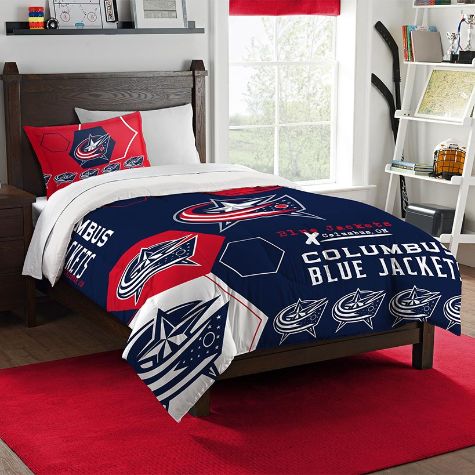 NHL Hexagon Comforter Sets - Blue Jackets Twin