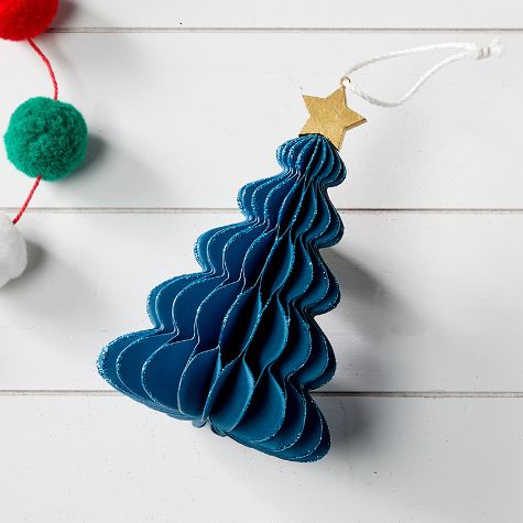 5-Tier Paper Tree Ornaments - Blue
