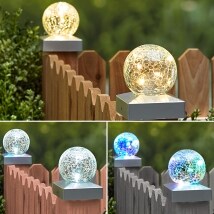 Sets of 2 Solar Crackle Ball Post Cap Lights