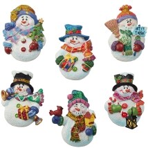 Set of 6 Sparkle Snowman Magnets