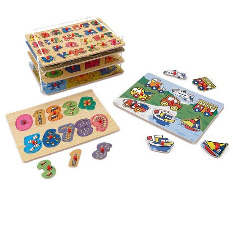 Set of 6 Wood Puzzles with Rack