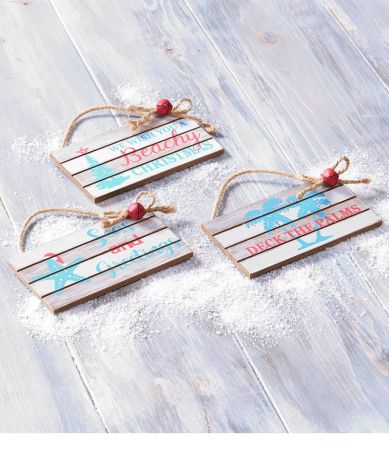 Set of 3 Plank Sign Ornaments
