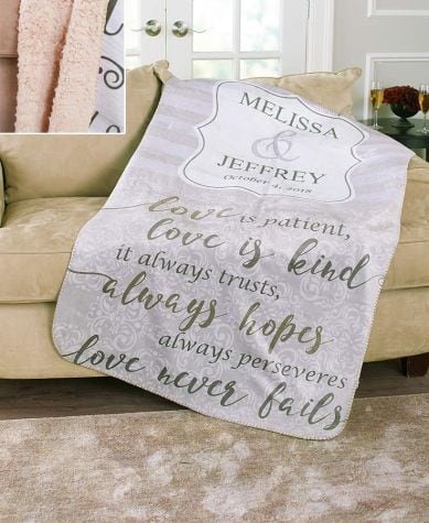 Personalized Wedding Sherpa-Backed Throws