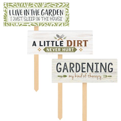 Set of 3 Garden Signs with Sayings