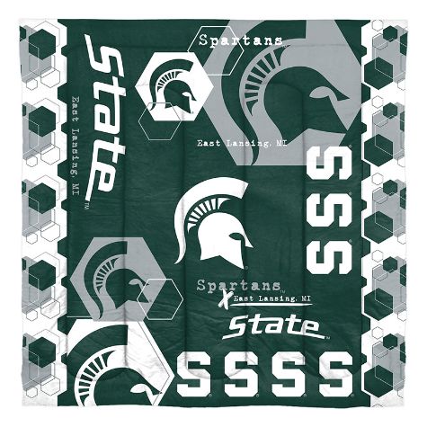 NCAA Hexagon Comforter Set - Michigan State Full/Queen