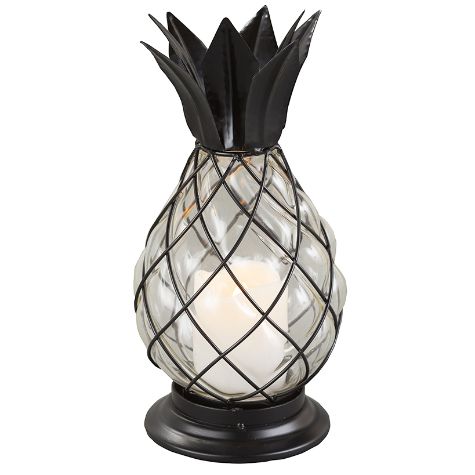 Glass Pineapple LED Hurricane Lantern