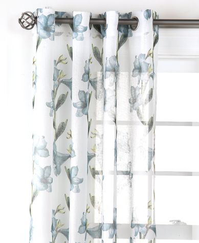 Lily Floral Semi-Sheer Window Panel or Valance
