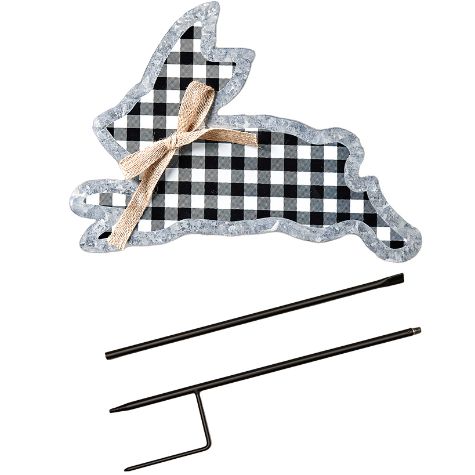 Galvanized Gingham Bunny Stakes