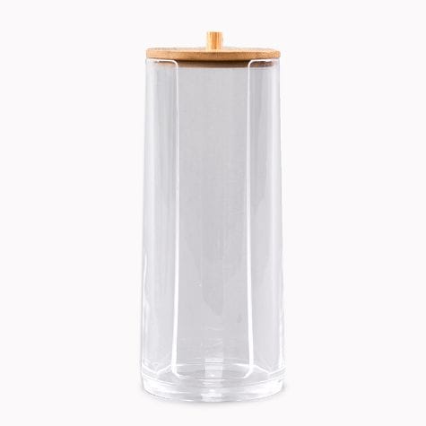 Acrylic Bamboo Lidded Storage Containers - Cotton Pad Organizer