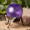 Solar Glass Ball on Stand - Butterfly