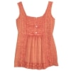 Smocked Back Embroidered Tops - Coral M 10/12