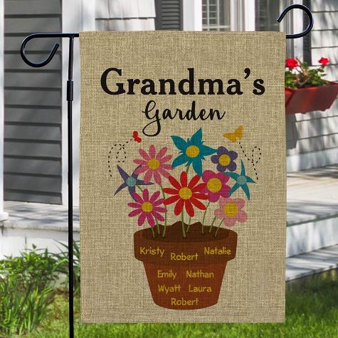 Personalized Flower Pot Garden Stone or Flag - Grandma's Garden Flag
