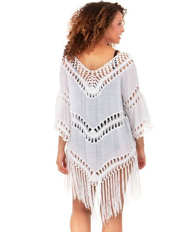 Crochet Trim Cardigan Cover-Ups - Natural Small