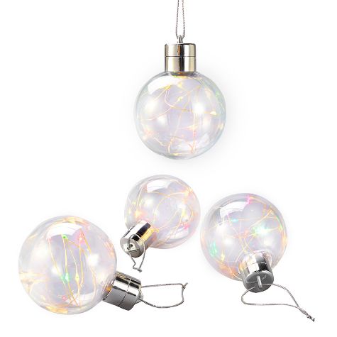 Sets of 4 Fairy Light Ornaments - Multi