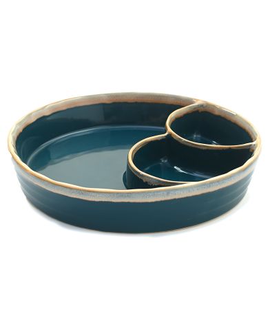 Reactive Glaze Stoneware Chip and Dip Platters