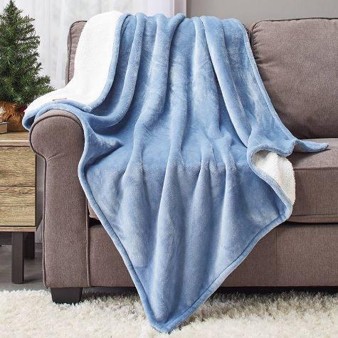 Coleman® Soft Fleece Sherpa Throw or Accent Pillow - Chambray Blue Sherpa Throw