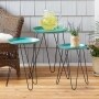 Set of 3 Metal Accent Tables - Teal