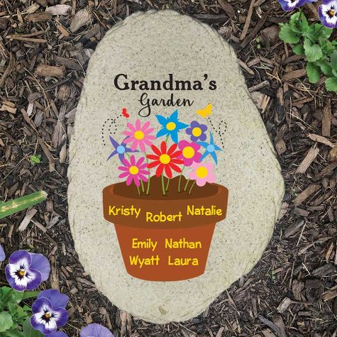 Personalized Flower Pot Garden Stone or Flag - Grandma's Garden Stone